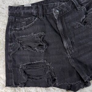 American Eagle Black Distressed Denim Cutoff Shorts Size 10 Casual Y2K Beach